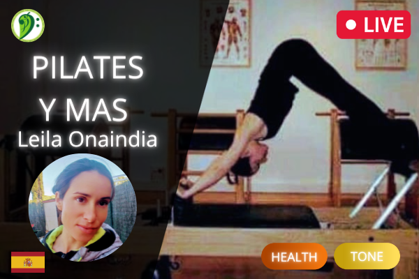 Pilates Online Live Class course Cover, show trainer teaching during reformer fitness video